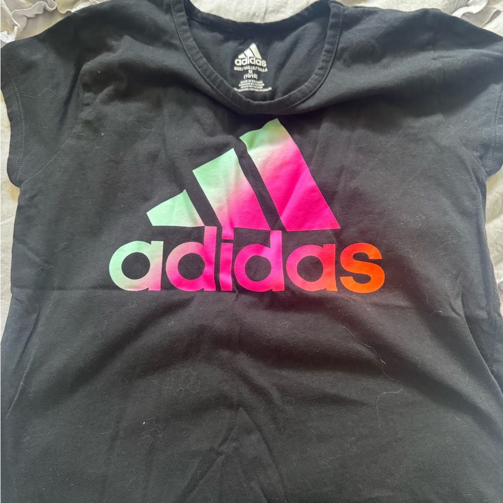 Adidas Black and Red Short Sleeve Tees